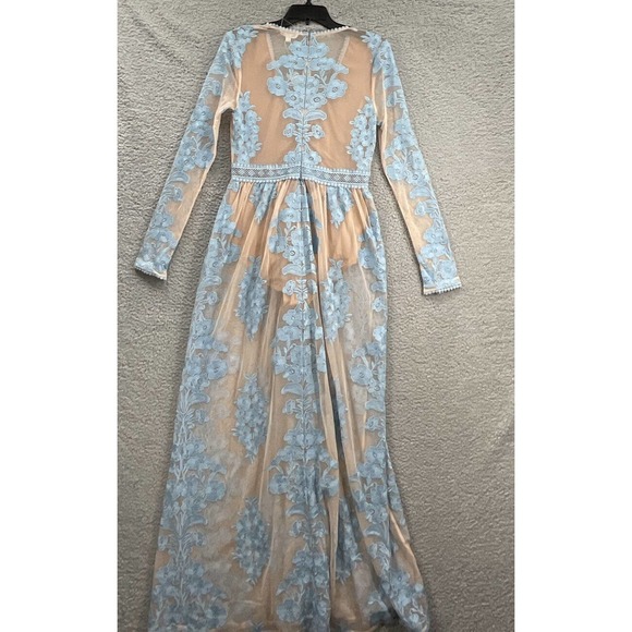 Free People For Love and Lemons Temecula Maxi Dress Size Large Blue - Picture 7 of 8